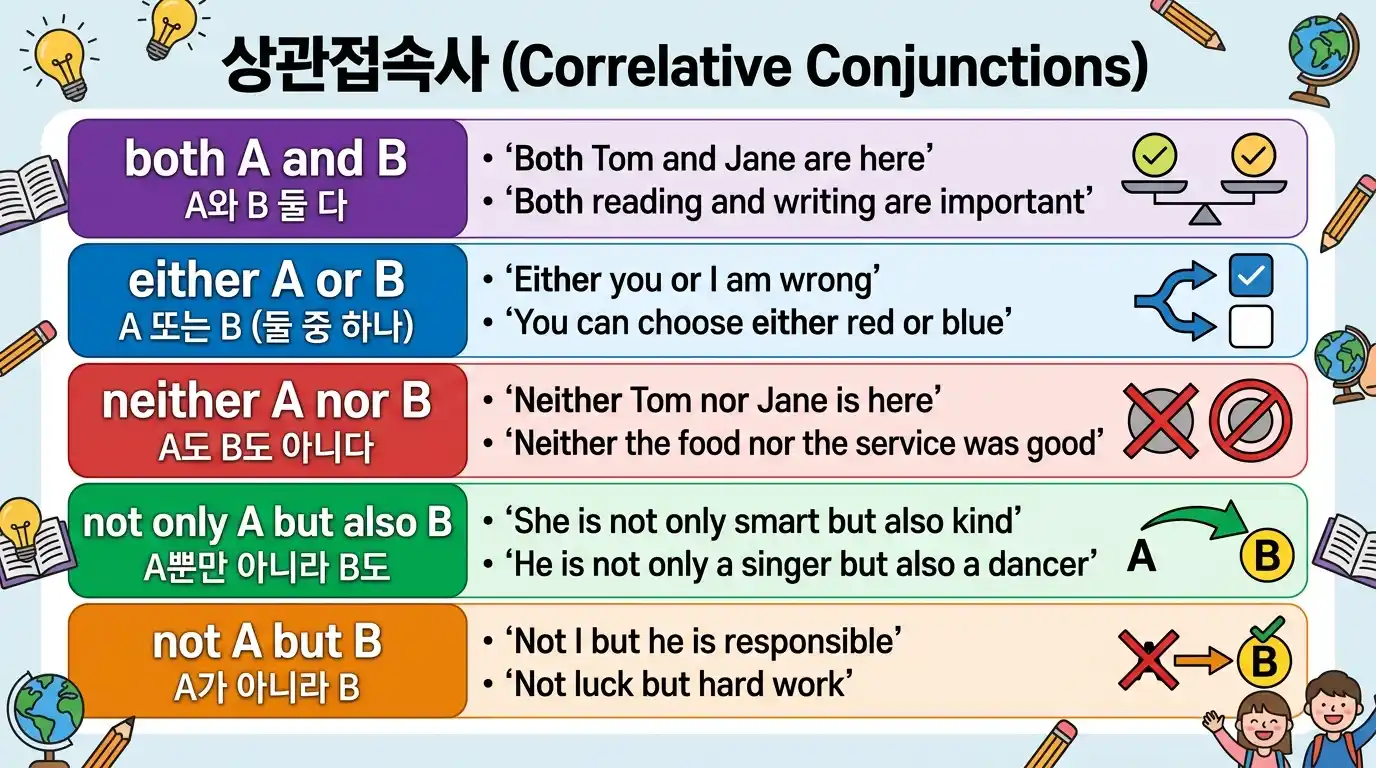 상관접속사 (Correlative Conjunctions) — both/either/neither/not only A but also B/not A but B