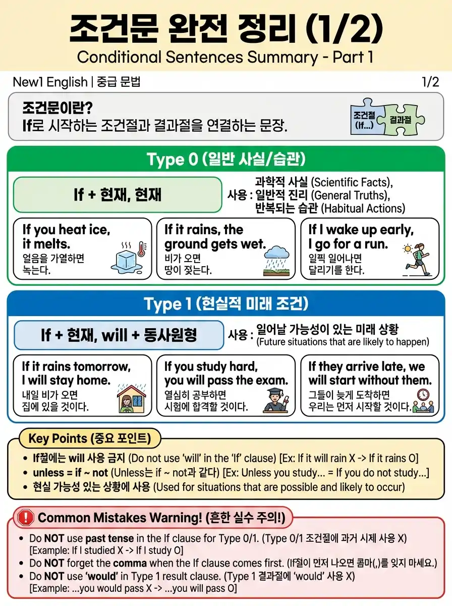 Type 0 Zero Conditional — 과학적 사실·습관 예문 6개 시각화