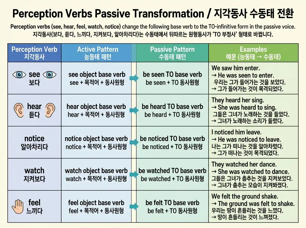 수동태 심화편 완료형·조동사 정리 — 완료형 4패턴 + 조동사 6패턴 비교 총정리