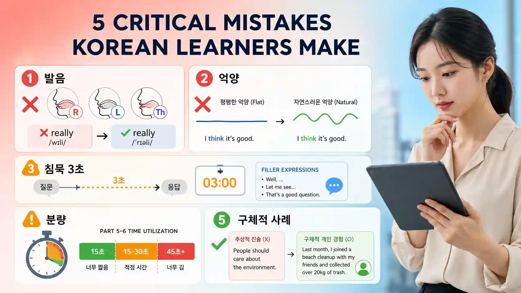 한국인 토익스피킹 학습자가 자주 놓치는 5가지 체크리스트