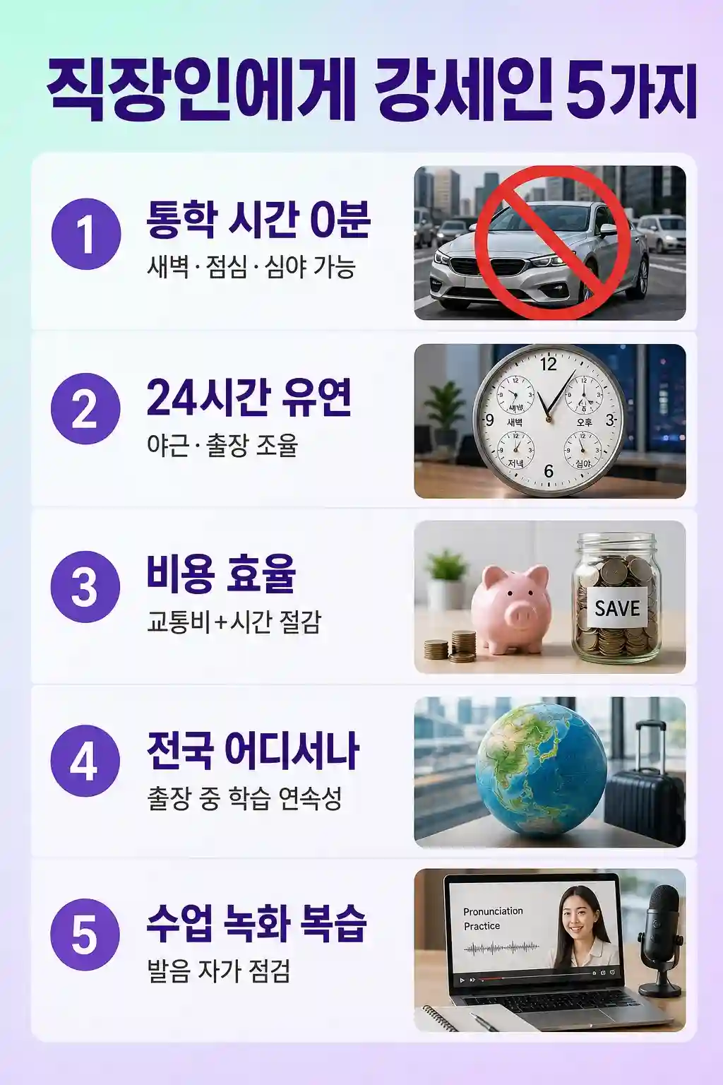 직장인이 화상영어를 선택하는 5가지 이유 체크리스트