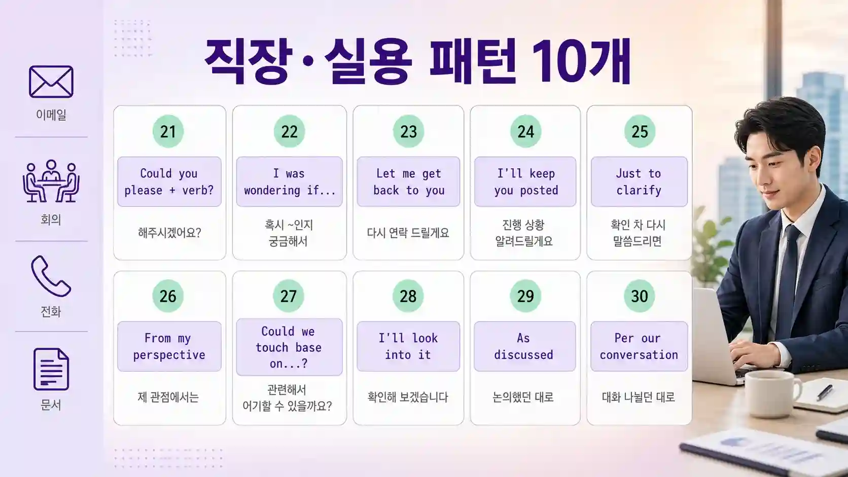 직장 실용 영어회화 패턴 10가지 표