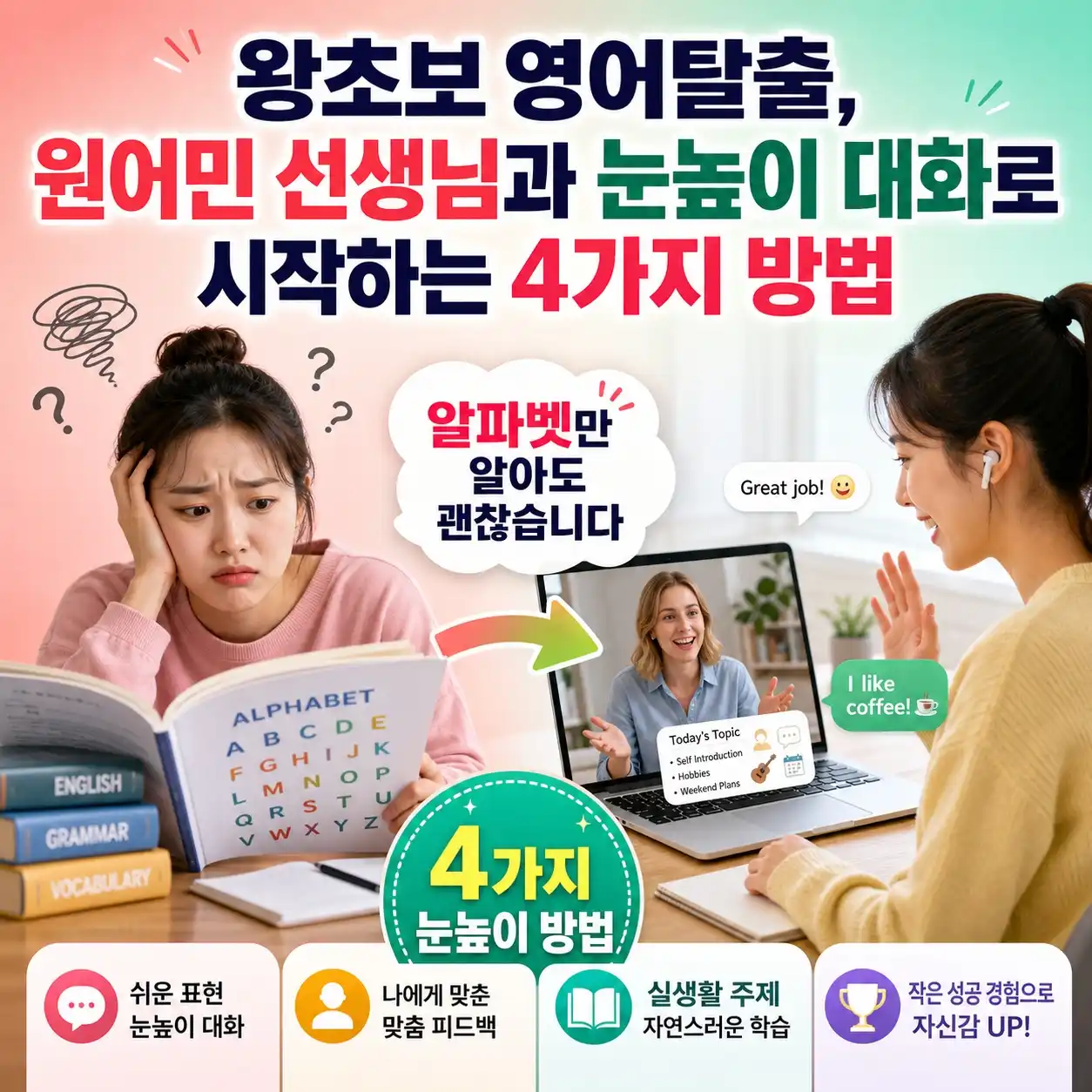 왕초보 영어탈출, 원어민 선생님과 눈높이 대화로 시작하는 4가지 방법
