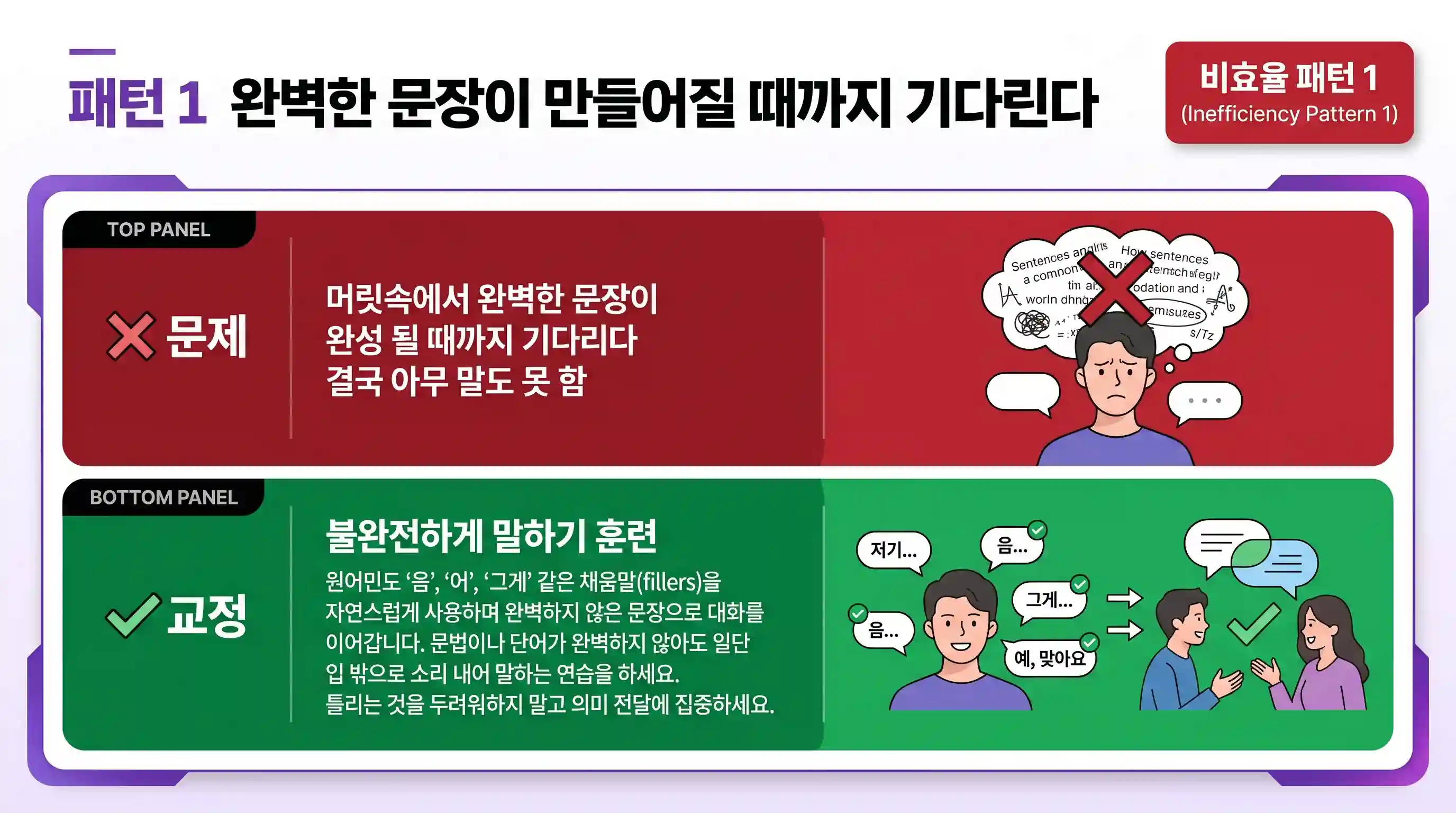 완벽한 영어 문장을 만들려다 말문이 막힌 한국인 학습자의 완벽주의 패턴