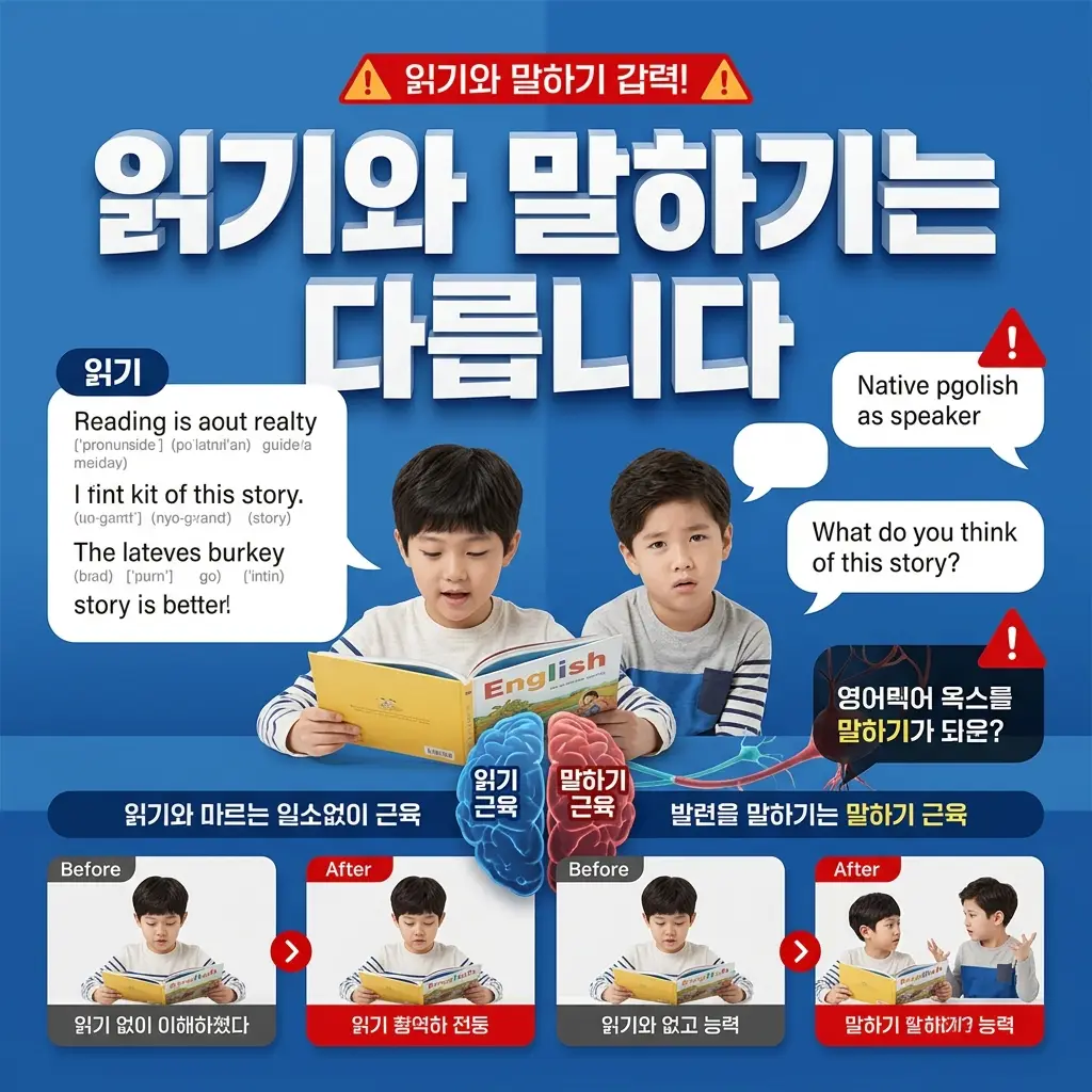파닉스만으로는 안 되는 것 읽기와 말하기의 차이를 비교한 인포그래픽