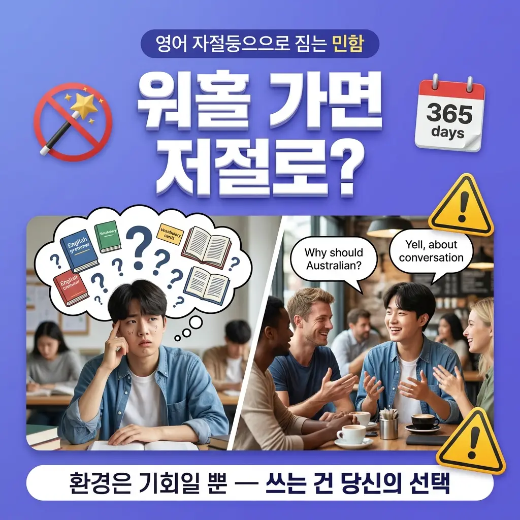워홀 가면 영어가 저절로 는다는 착각을 짚는 인포그래픽