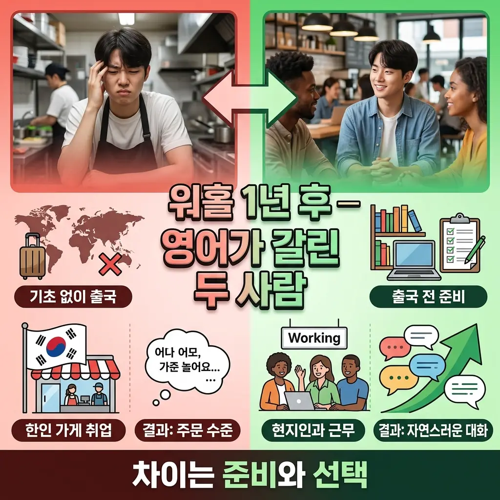 워홀 1년 후 영어가 갈린 두 사람의 Before After 비교