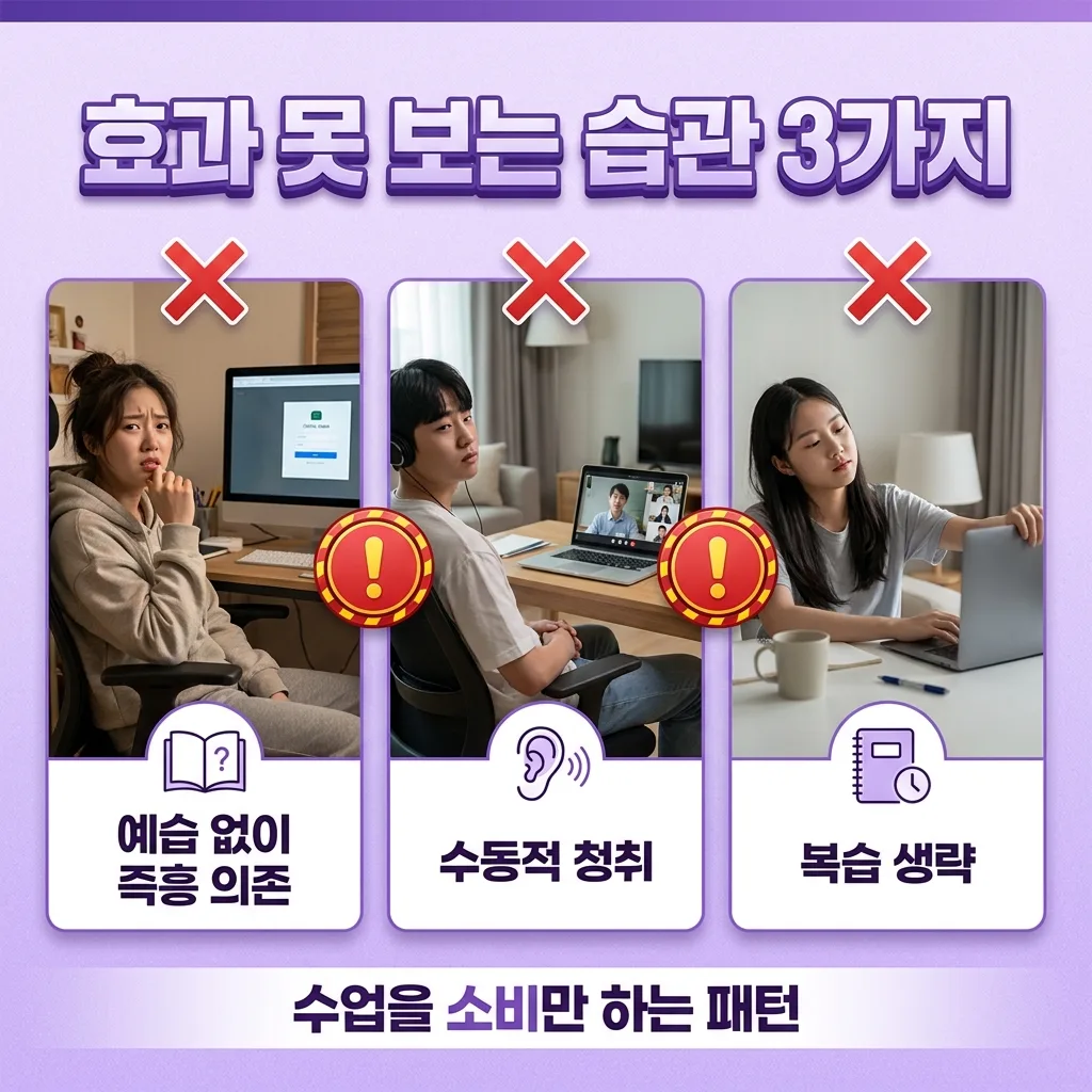 프리토킹 효과를 못 보는 사람들의 공통 습관을 정리한 도식