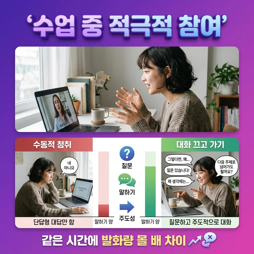 수업 중 수동적으로 듣지 않고 대화를 주도하는 방법 카드