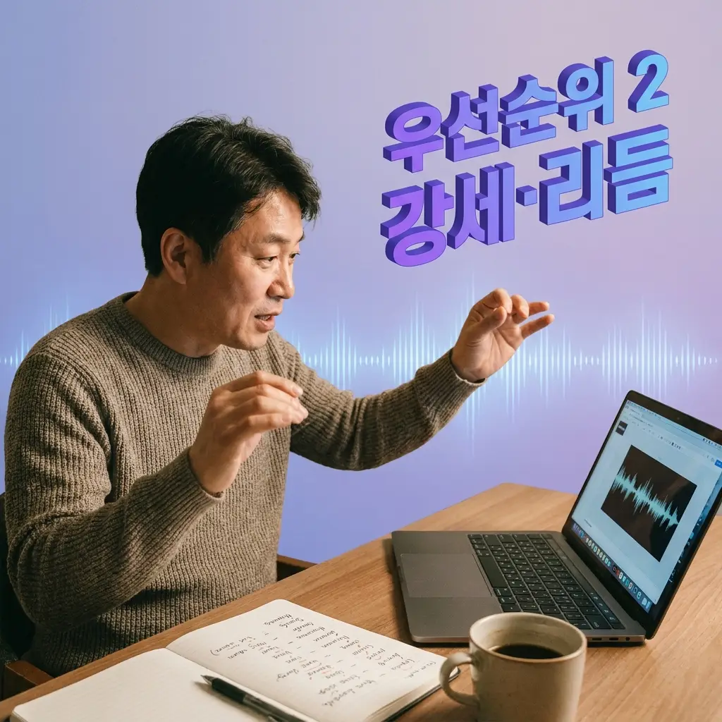 개별 소리보다 강세와 리듬이 중요한 이유를 보여주는 우선순위 2 카드