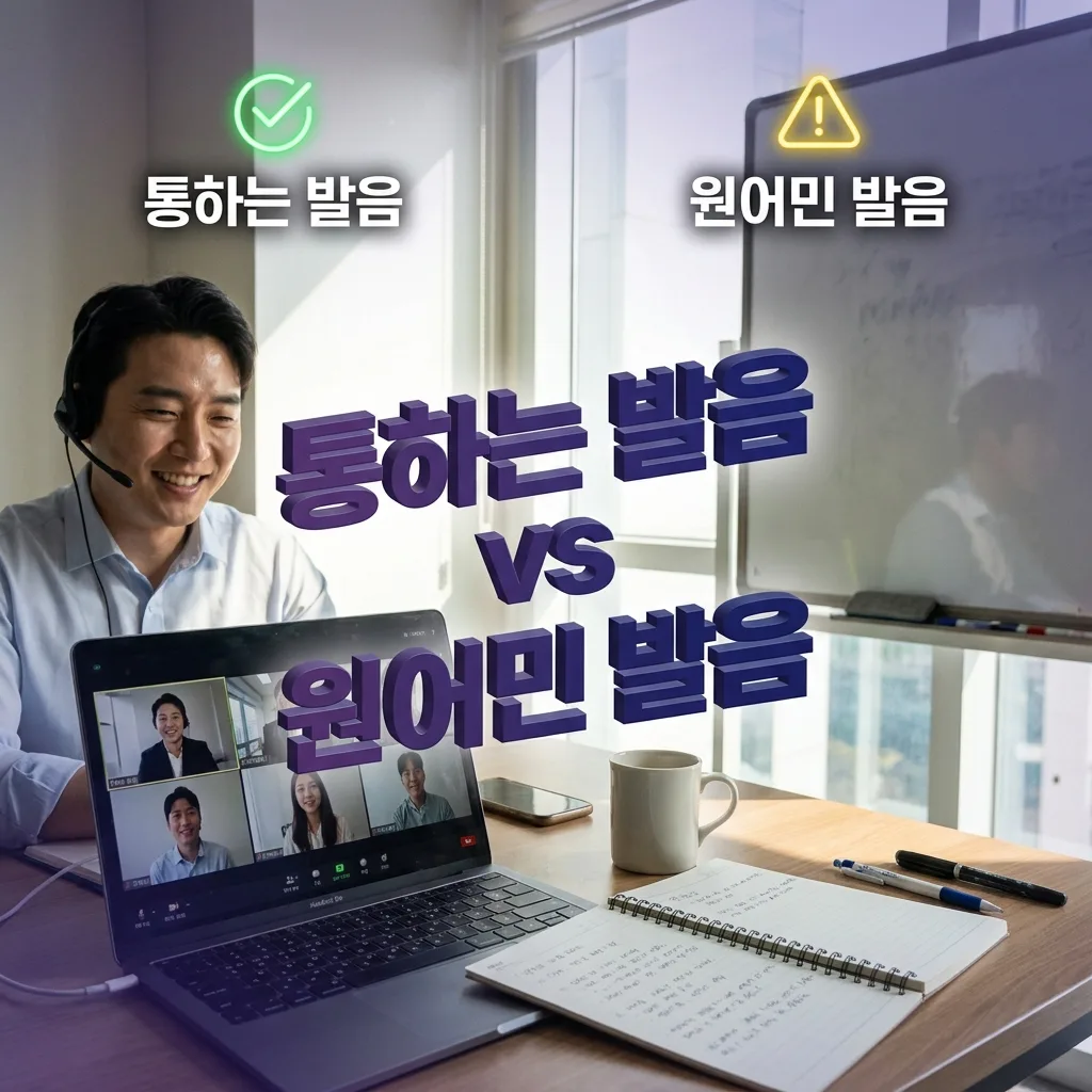 통하는 발음과 원어민 발음의 균형을 보여주는 비교 도식