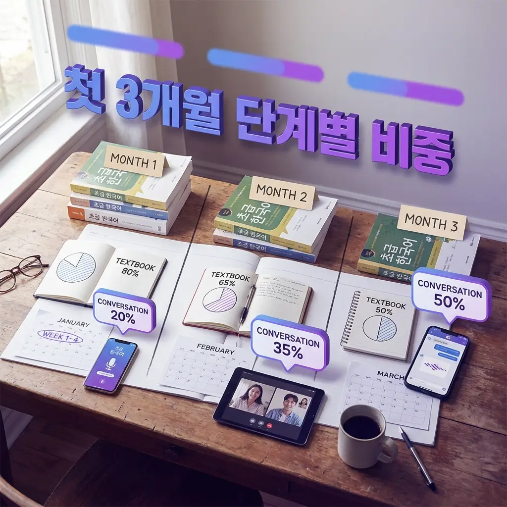 왕초보 프리토킹 첫 3개월 단계별 교재와 대화 비중 변화 로드맵