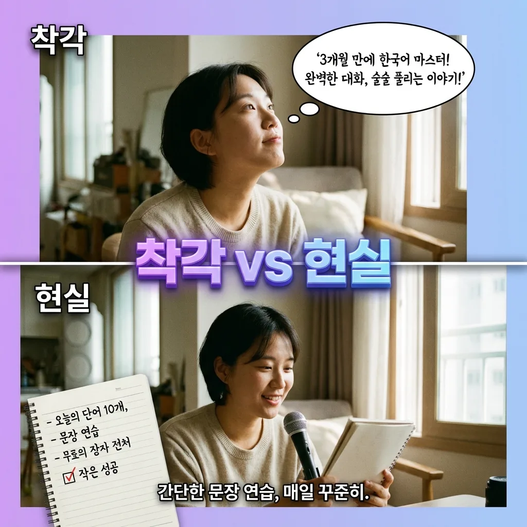 왕초보가 흔히 하는 착각과 현실을 비교한 인포그래픽