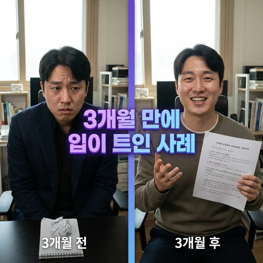 영어 왕초보 직장인이 3개월 만에 입이 트인 Before After 사례 도식