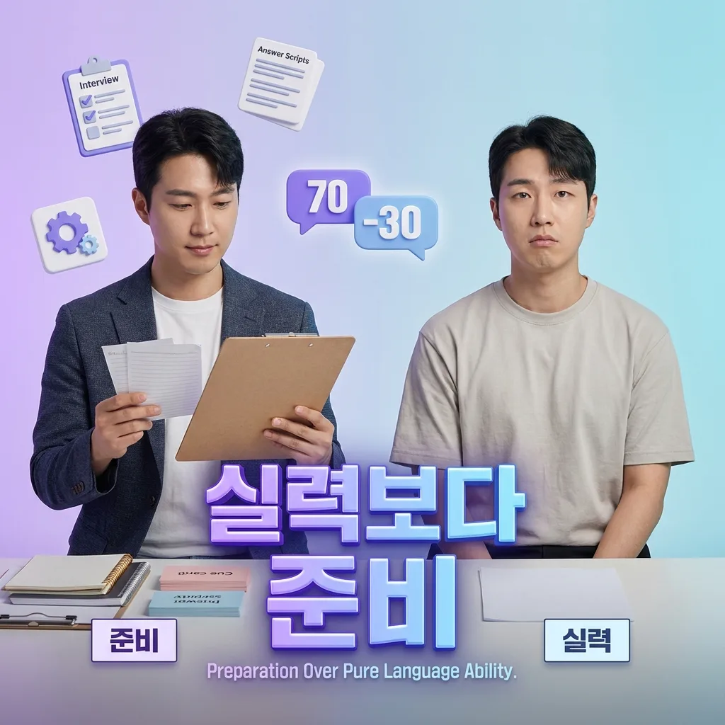 영어 면접 합격이 실력보다 준비로 갈리는 비중을 보여주는 도식