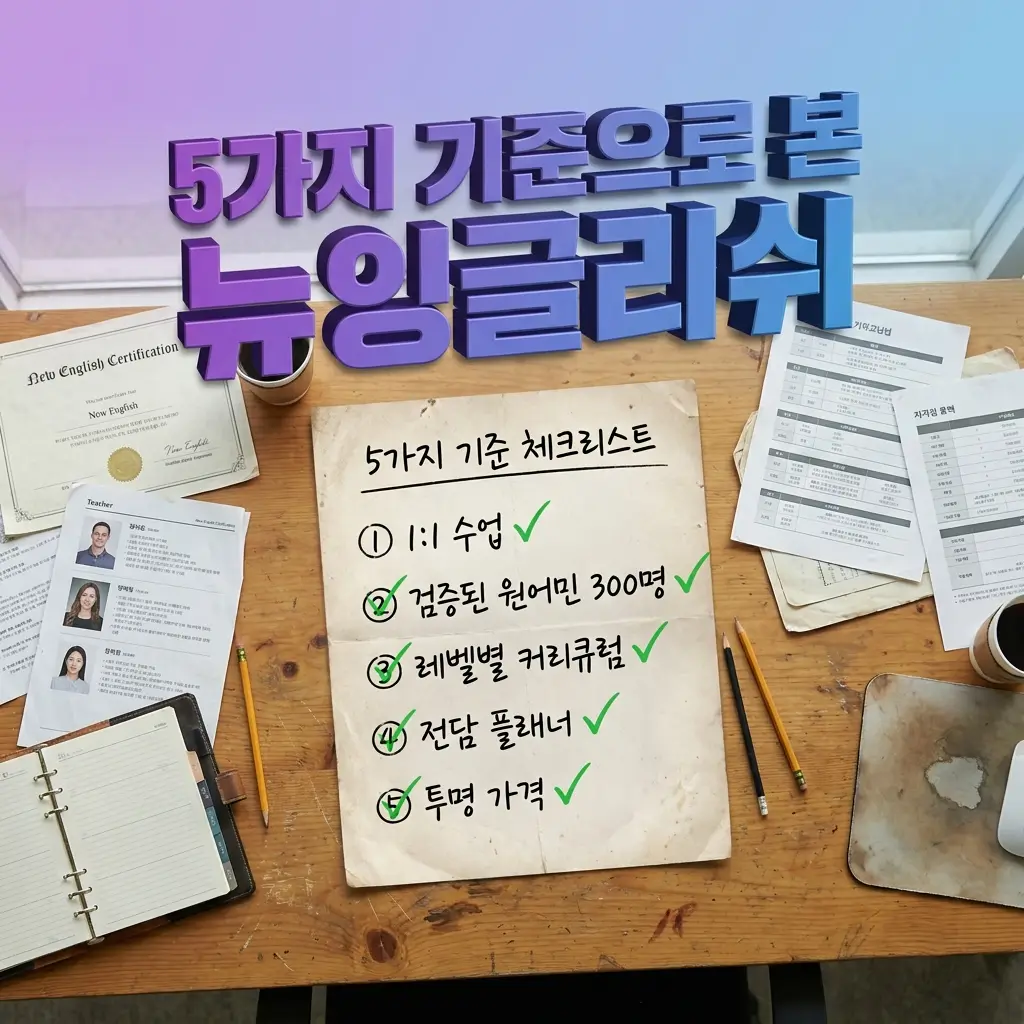 5가지 비교 기준에 뉴잉글리쉬를 대입한 정리 도식