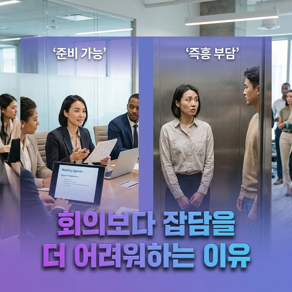 직장인이 영어 회의보다 잡담을 더 어려워하는 이유를 보여주는 인포그래픽