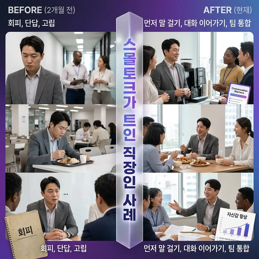 스몰토크가 트인 직장인의 Before After 사례 도식