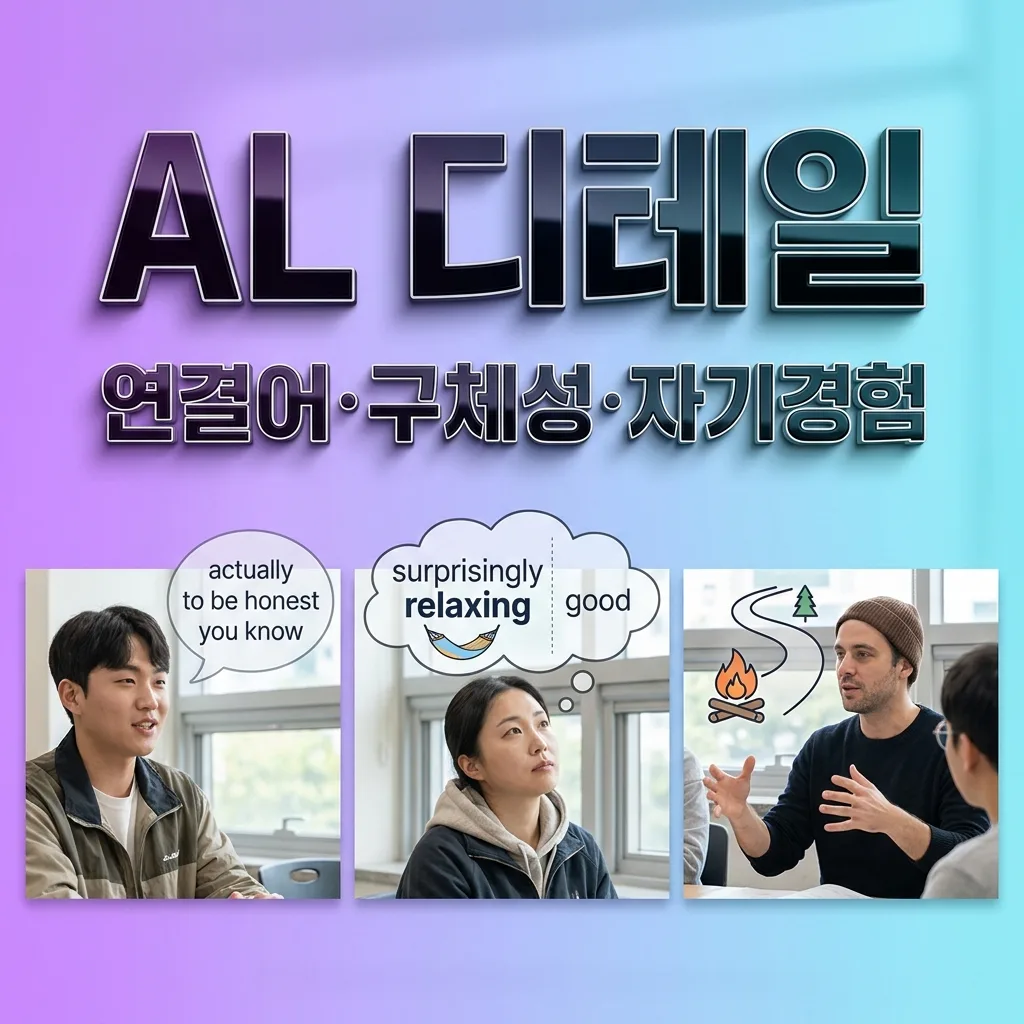 오픽 AL을 가르는 연결어 구체성 자기경험 디테일을 정리한 인포그래픽