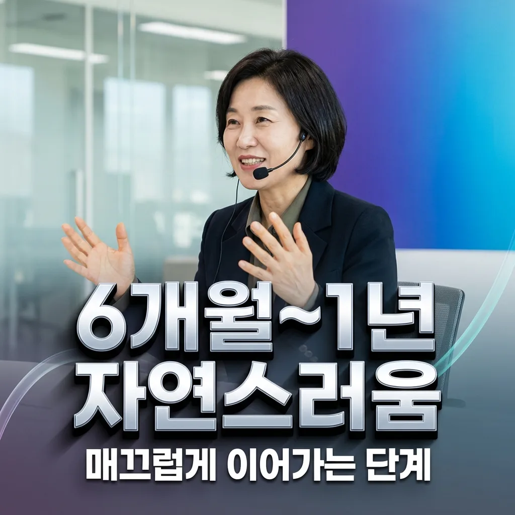 6개월에서 1년 대화가 자연스러워지는 단계를 보여주는 인포그래픽