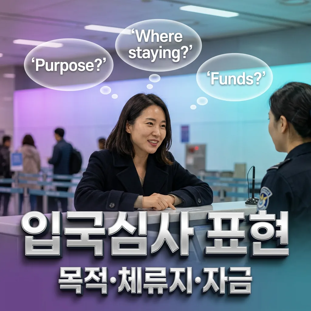 공항 입국심사에서 자주 받는 질문과 답변 흐름을 정리한 인포그래픽