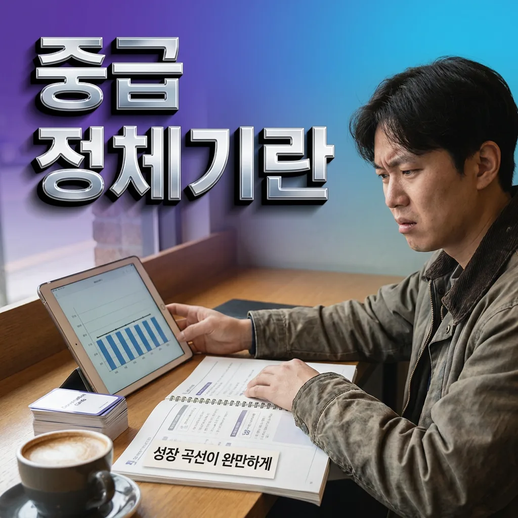 영어 실력이 어느 순간 멈추는 중급 정체기를 보여주는 도식