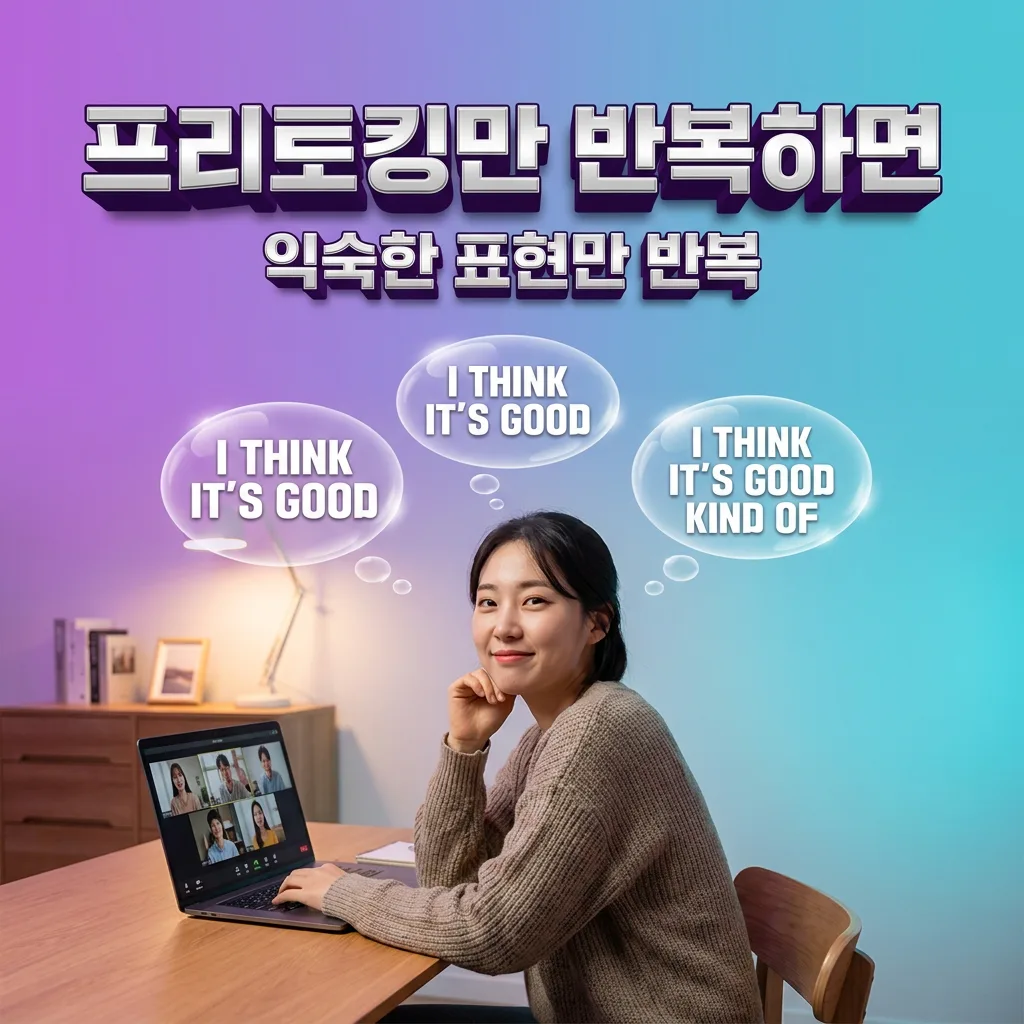 프리토킹만 반복할 때 익숙한 표현에 갇히는 정체 원리를 설명한 인포그래픽