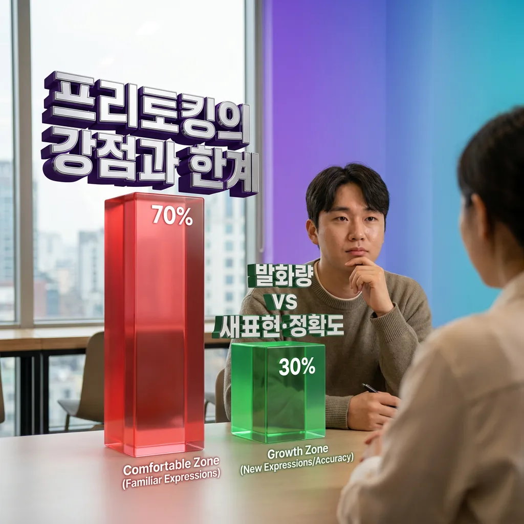 프리토킹이 주는 것과 못 주는 것을 비교한 인포그래픽