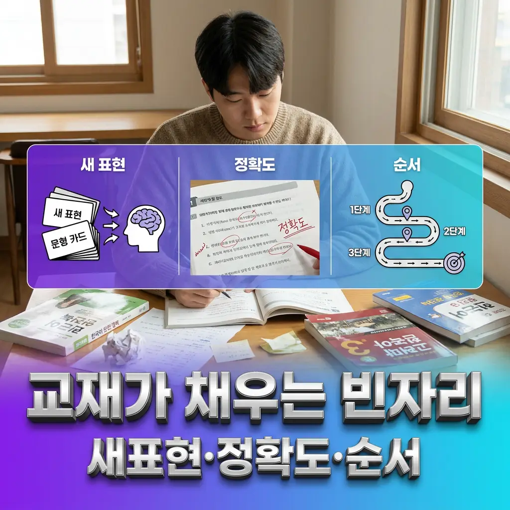 교재와 커리큘럼이 프리토킹의 빈자리를 채우는 역할을 보여주는 도식