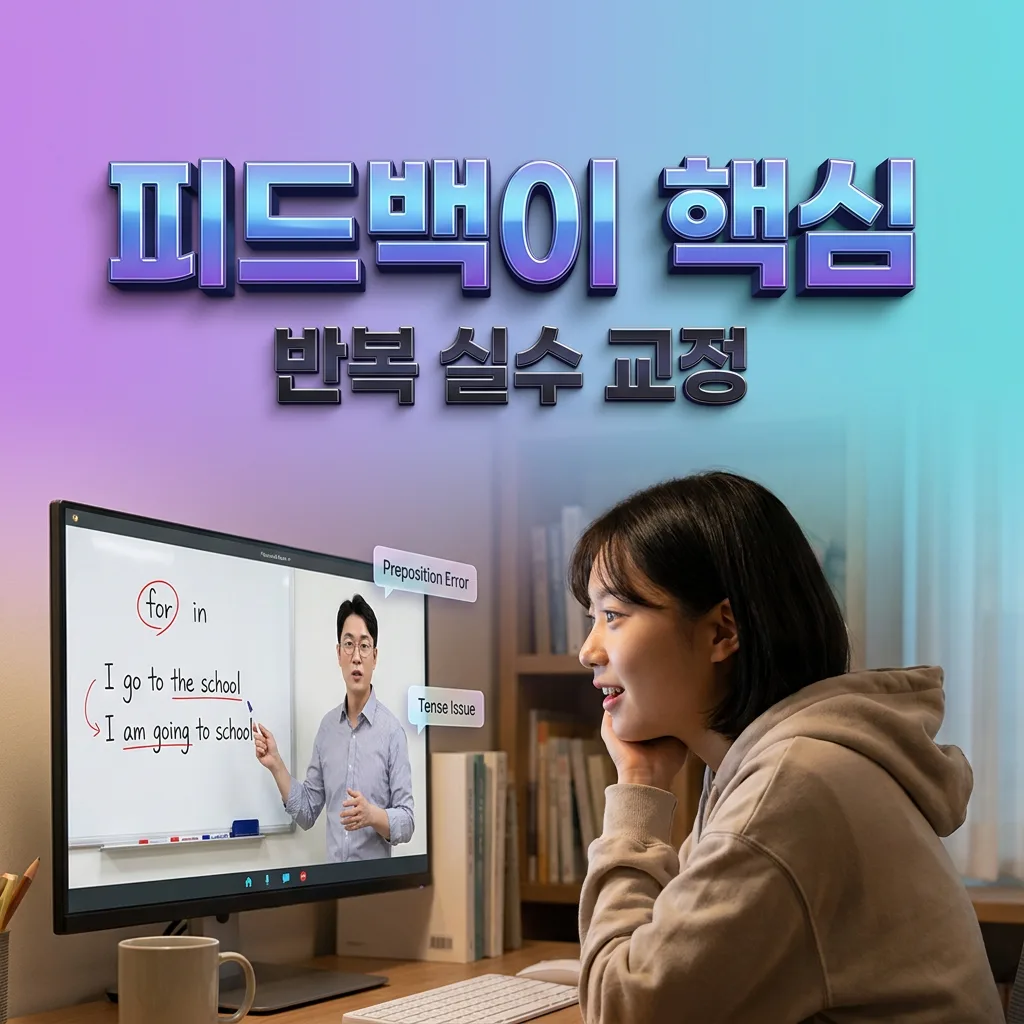 틀린 표현을 짚어주는 피드백이 정체를 뚫는 과정을 보여주는 인포그래픽