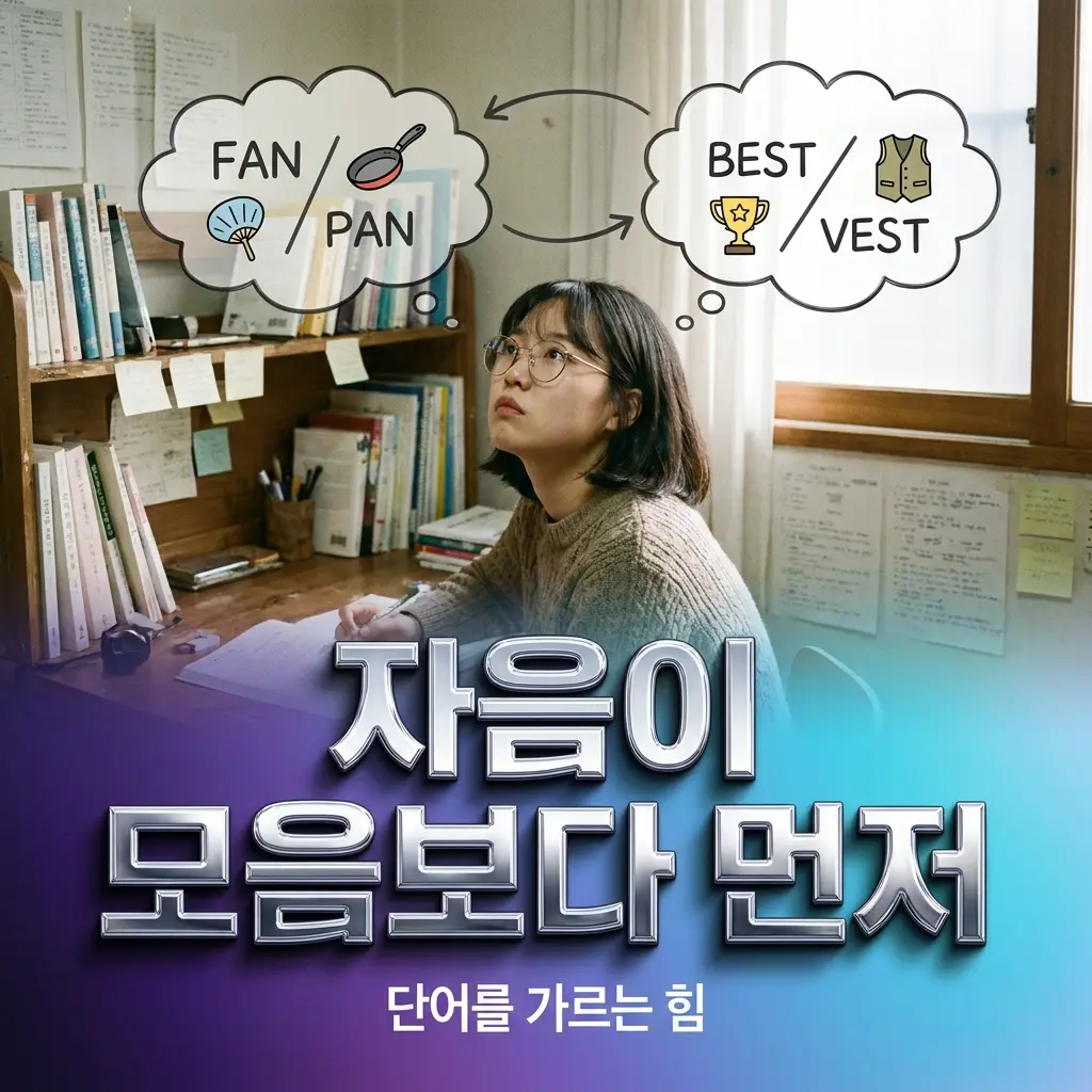 자음이 단어의 뜻을 가르는 이유를 보여주는 도식