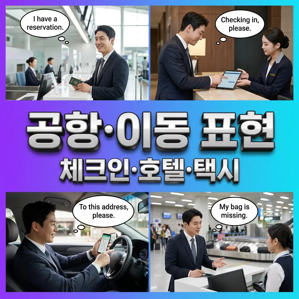 공항 체크인 호텔 택시 상황에서 바로 쓰는 출장 영어 표현 모음 카드