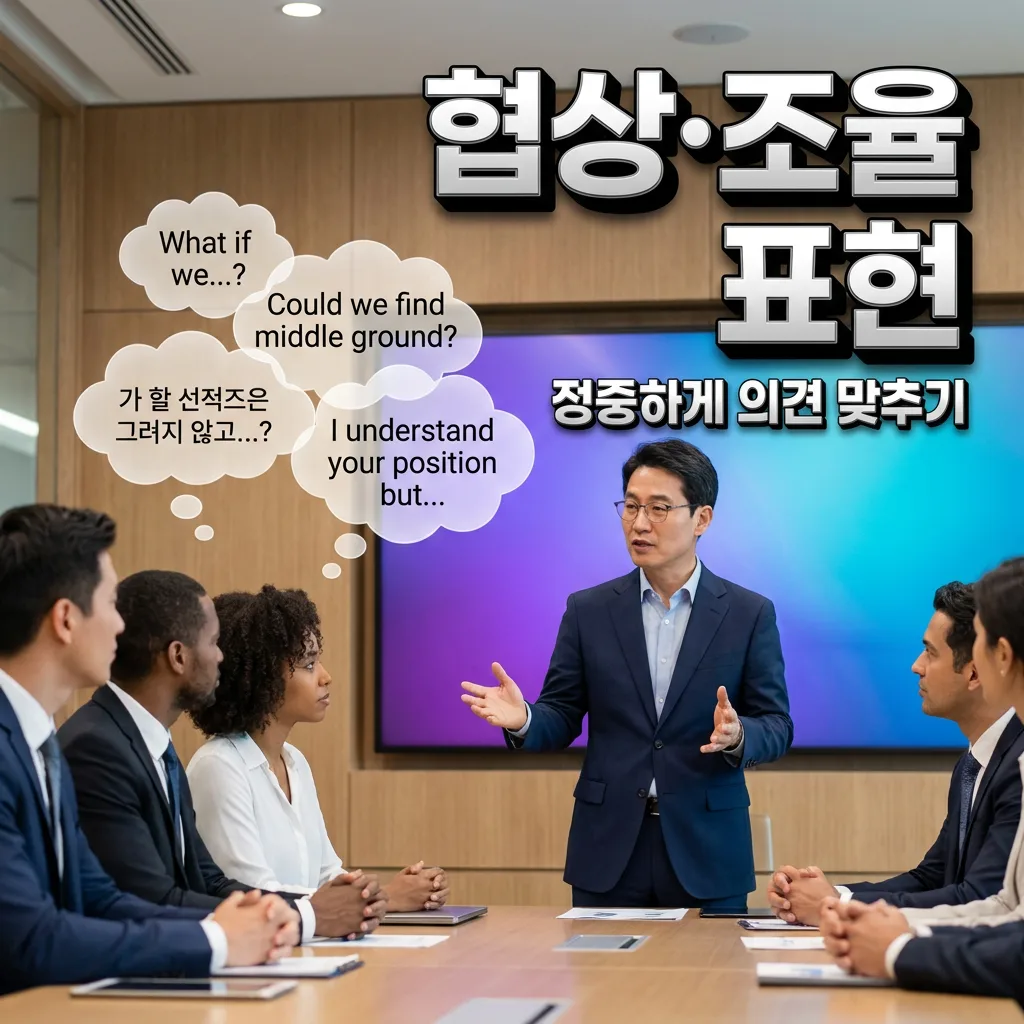 협상과 조율 자리에서 자주 쓰는 영어 표현을 상황별로 정리한 도표