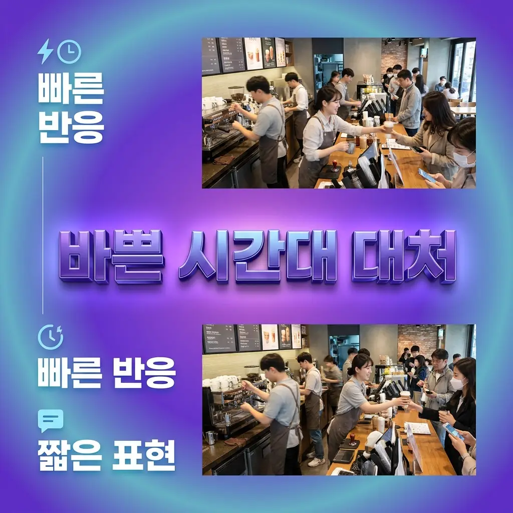 바쁜 러시아워 시간대 짧고 빠르게 반응하는 표현 인포그래픽