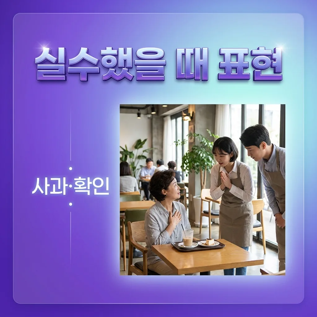 알바 중 실수했을 때 사과하고 확인하는 영어 표현 도표