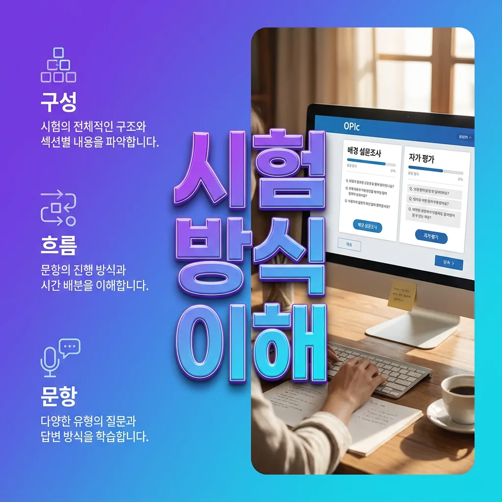 오픽 시험 방식 Background Survey Self Assessment 본시험 흐름을 정리한 도식