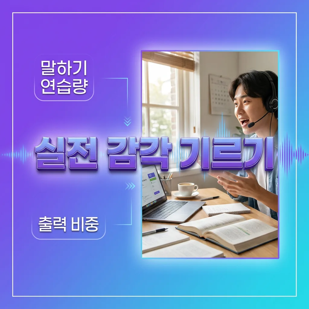 오픽 입문자의 읽기 듣기 대비 말하기 연습 비중을 보여주는 도표