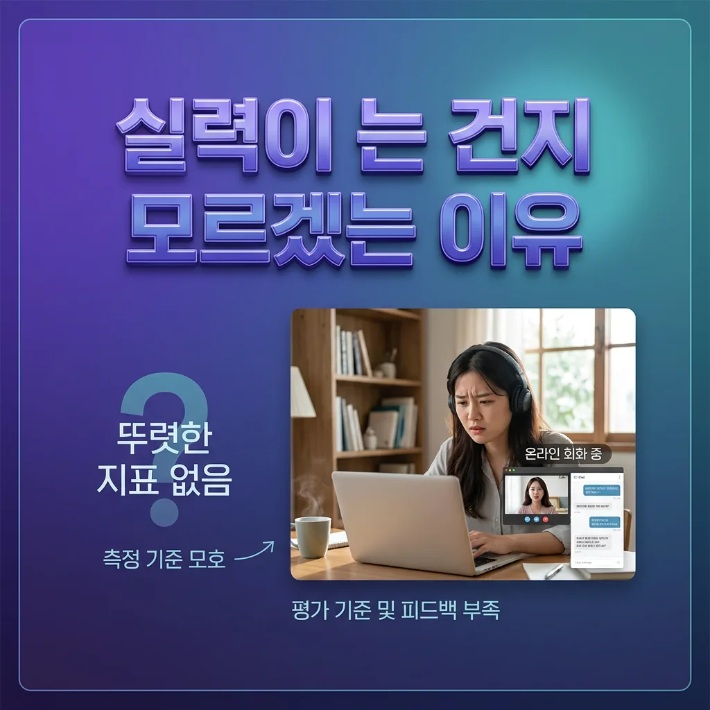 프리토킹 오래 했는데 실력이 늘었는지 모르겠는 이유를 보여주는 인포그래픽