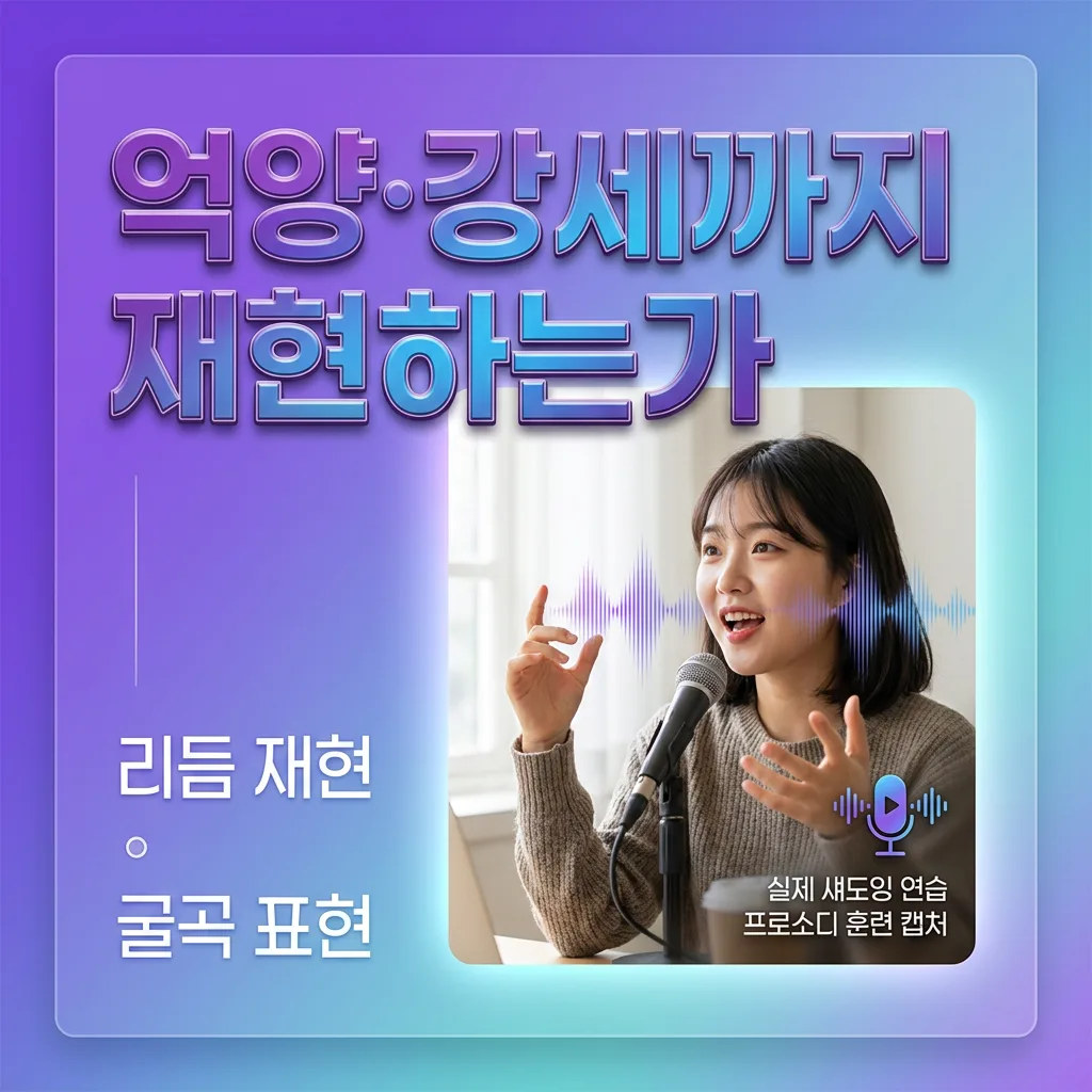 억양과 강세까지 재현하는지 확인하는 기준을 보여주는 도표