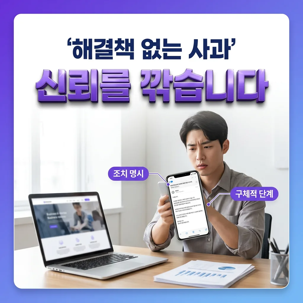 해결책 없는 사과가 신뢰를 깎는 이유를 보여주는 도표