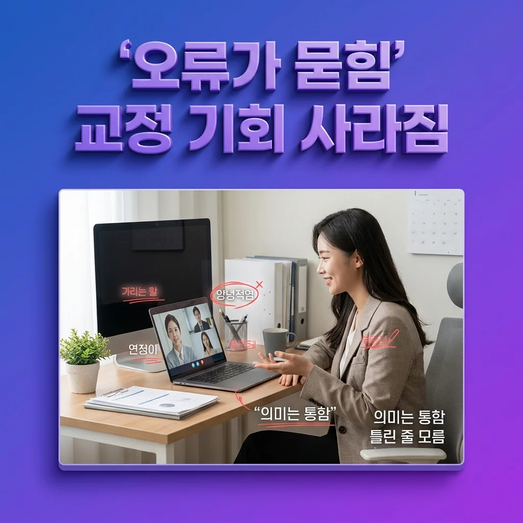 오류가 있어도 대화가 통해 교정 기회가 사라지는 이유를 보여주는 인포그래픽