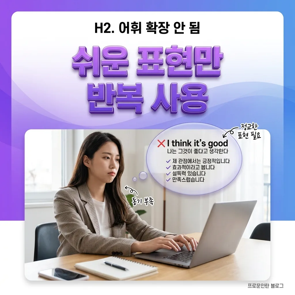 편한 표현만 쓰면 어휘와 구문이 확장되지 않는 이유를 정리한 도표