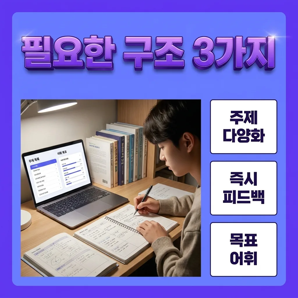 고급 레벨 프리토킹에 필요한 구조 3가지를 보여주는 인포그래픽